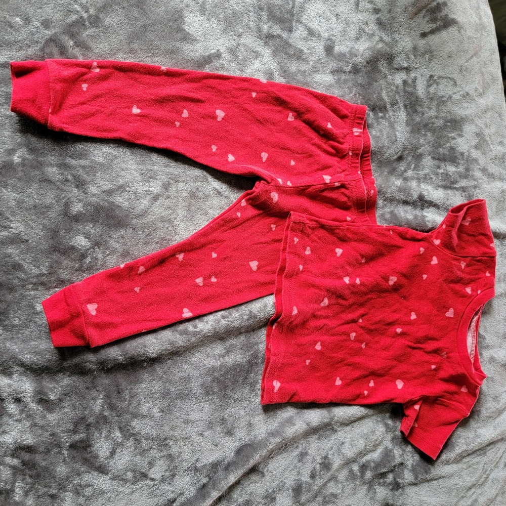 Carter's 2pc Pajama Set Kids 18M Red Good Valentine's Print Snug Fit 742